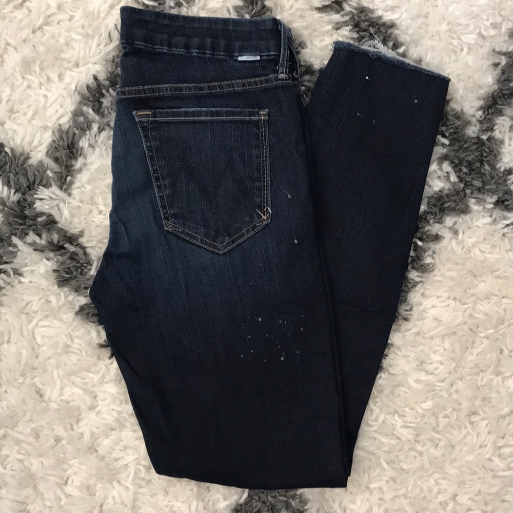 28 MOTHER Looker Ankle Fray Paint Splatter